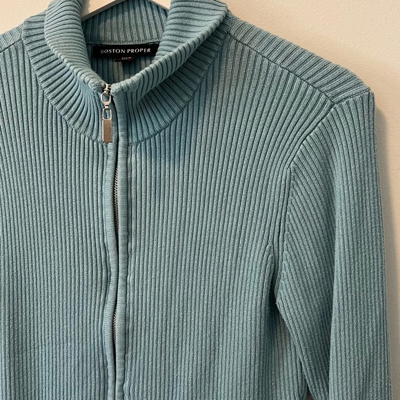 Boston Proper Ribbed Full Zip Cardigan - Picture 3 of 10
